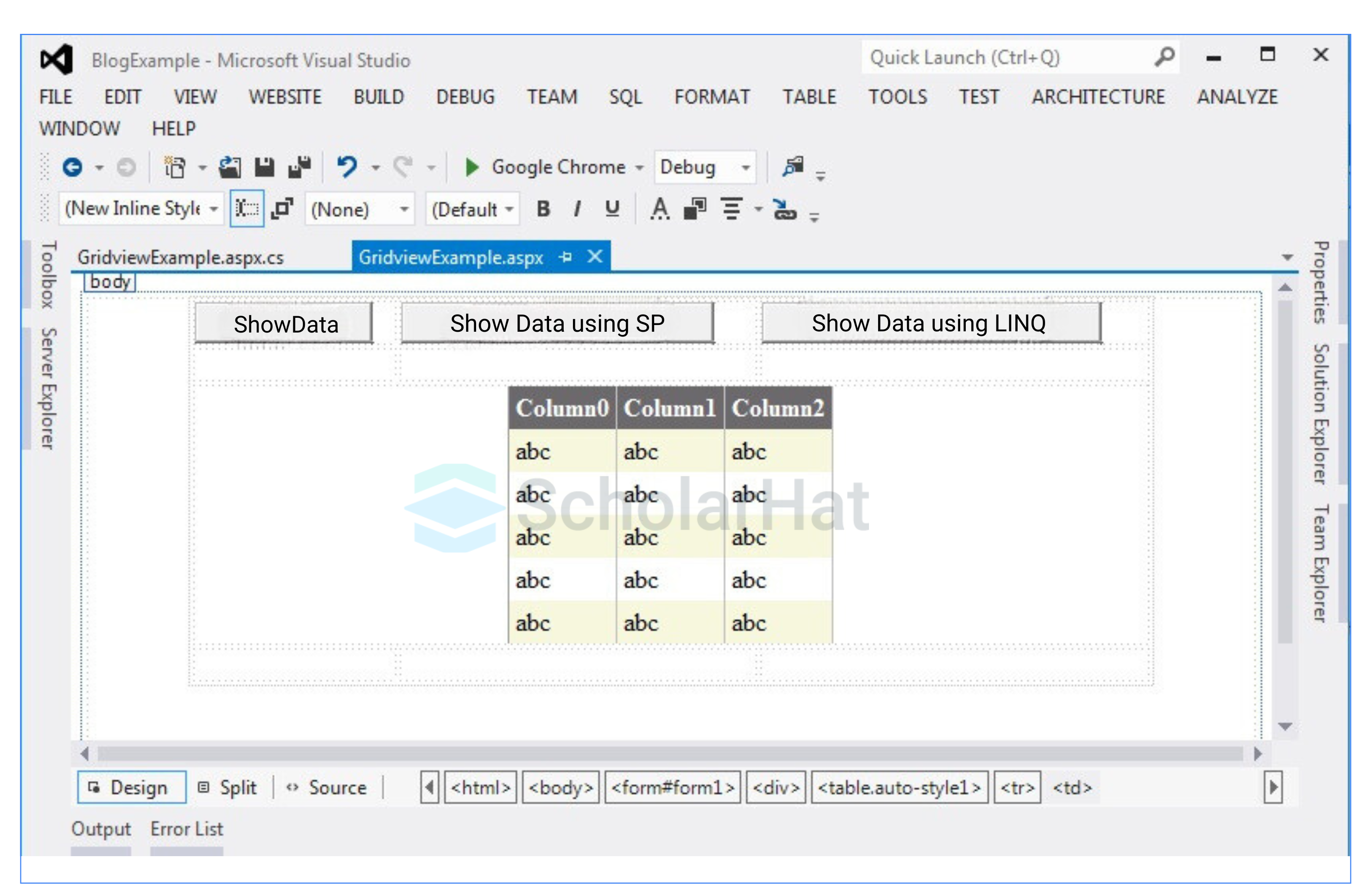 Binding data to the GridView control column
