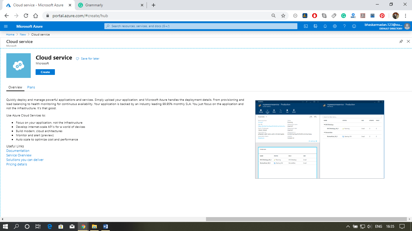 Azure Cloud Services Using Azure Portal