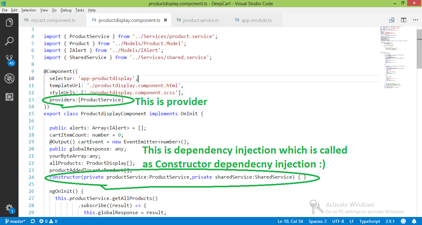Output of Dependency Injection Action