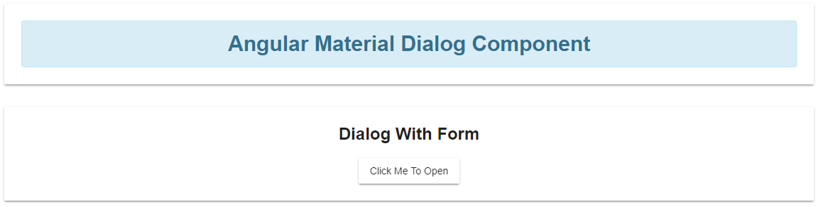 Angular Material Dialog Component - Dialog with form