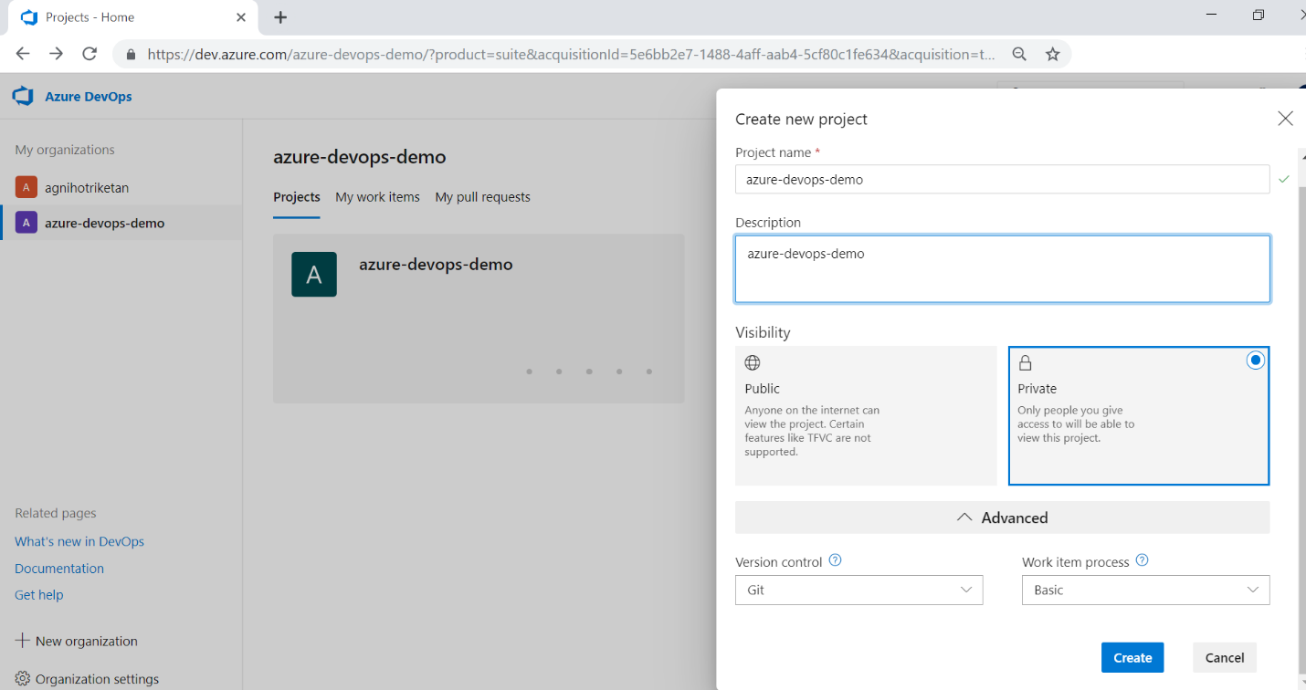 Create an Azure DevOps Project