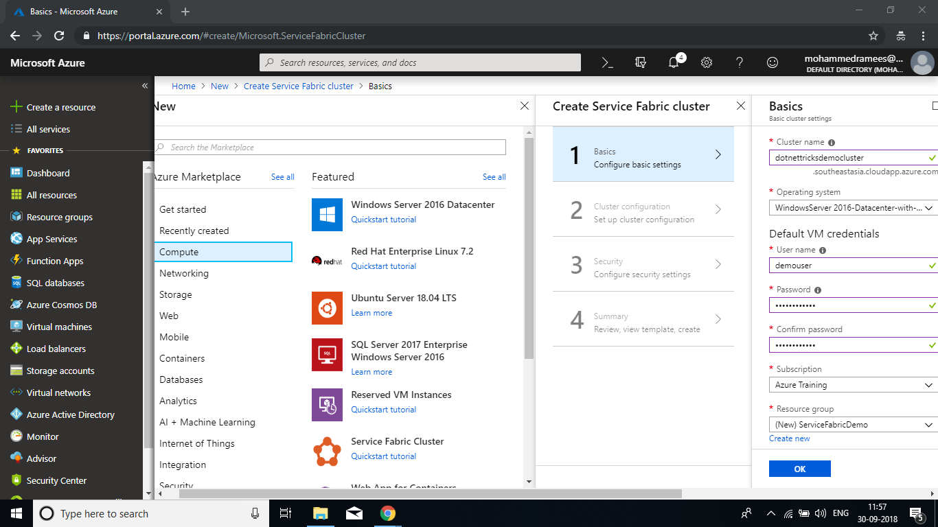 Create a Cluster in Azure