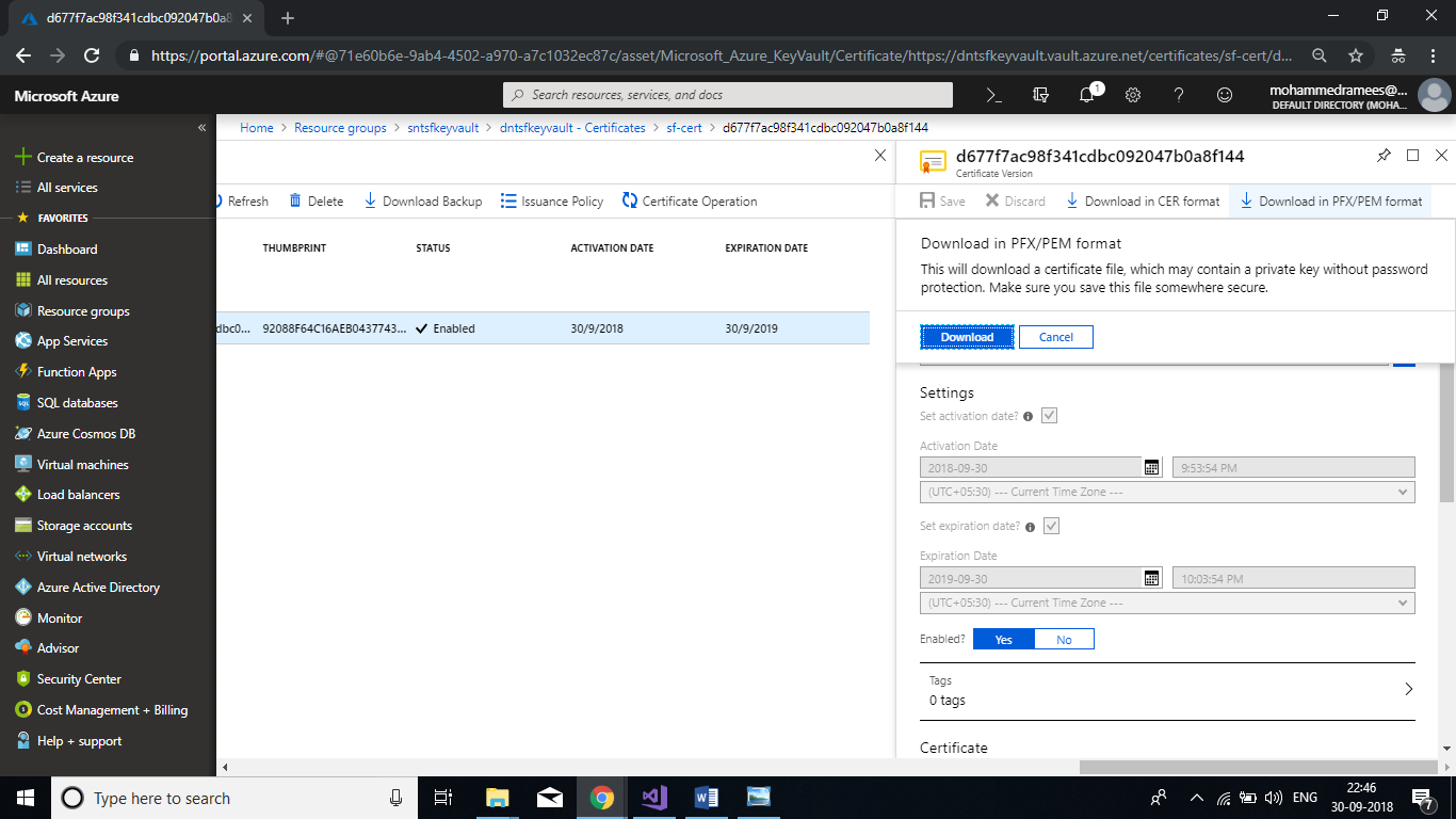 Connect to the cluster using Service Fabric Explorer
