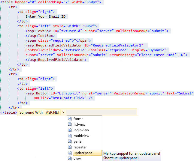 Visual Studio Keyboard Shortcut - Ctrl-K + Ctrl-S & Alt-Shift-Arrow(Right,Left,Bottom,Top)