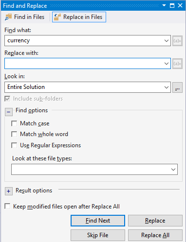 Visual Studio Keyboard Shortcut - Ctrl-F & Ctrl-H